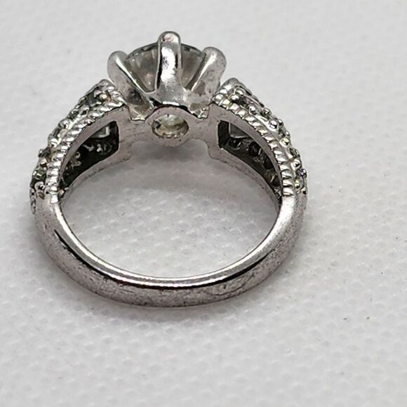 Avon Art Deco Silver Tone & Clear CZ Ring (4.75) - Picture 5 of 8